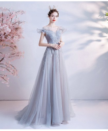 gray prom dress 1398-007