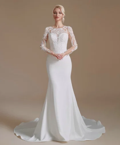 long sleeve mermaid wedding dress 1393-001