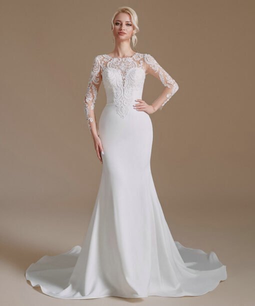 long sleeve mermaid wedding dress 1393-002