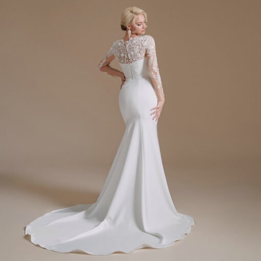 Long Sleeve Mermaid Wedding Dress Lace Sexy Summer Bridal Gown - Image 4