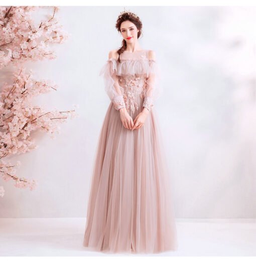 long sleeve pink gown 1397-004