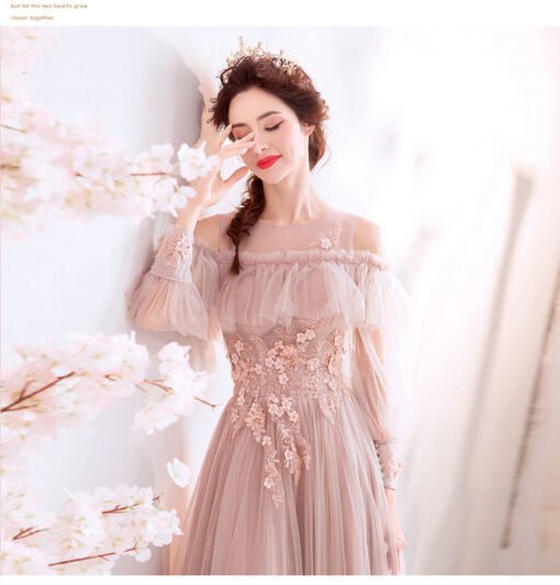 long sleeve pink gown 1397-005
