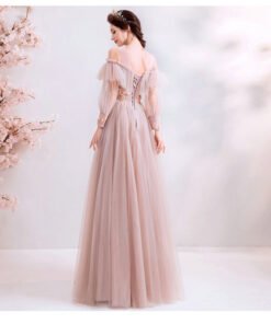 long sleeve pink gown 1397-007