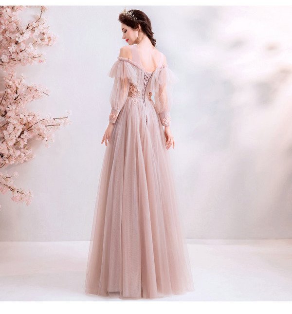 long sleeve pink gown 1397-007