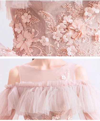 long sleeve pink gown 1397-008