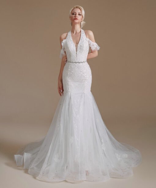 mermaid halter wedding dress 1391-001