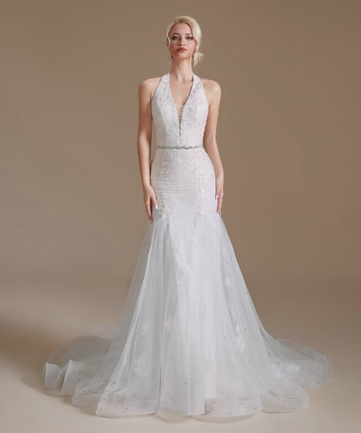 mermaid halter wedding dress 1391-003