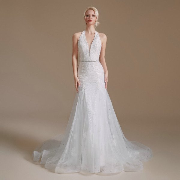 mermaid halter wedding dress 1391-003