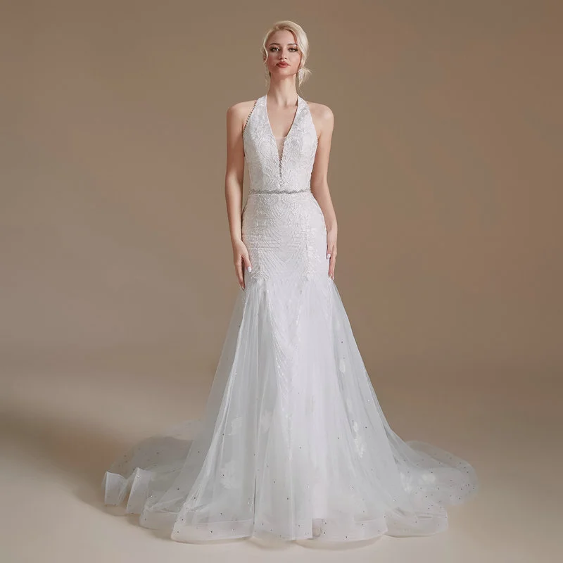 mermaid halter wedding dress 1391-003