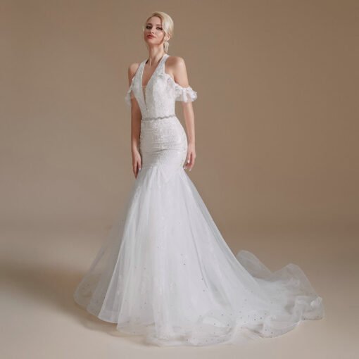 mermaid halter wedding dress 1391-005