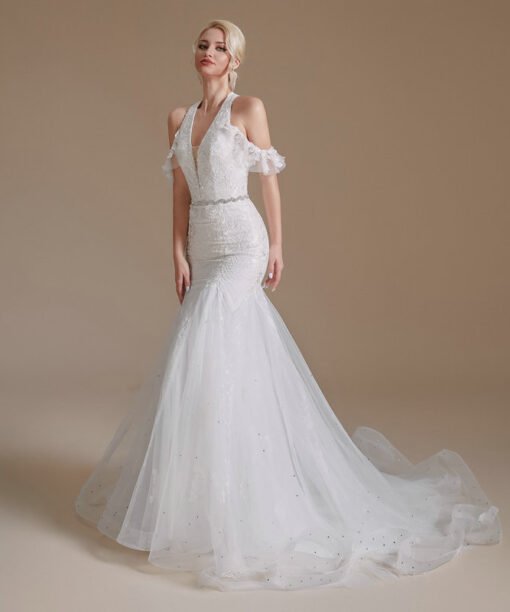 mermaid halter wedding dress 1391-005
