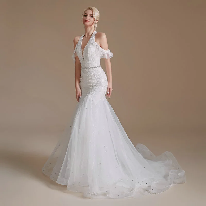 mermaid halter wedding dress 1391-005