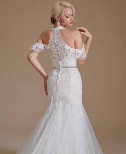 mermaid halter wedding dress 1391-008