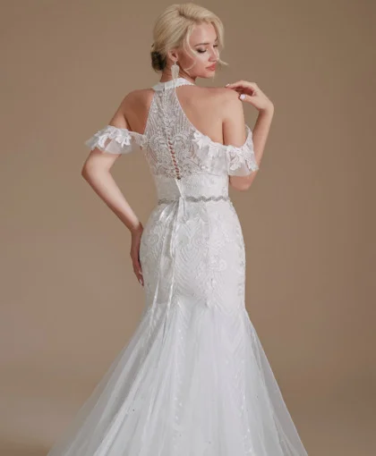 mermaid halter wedding dress 1391-008