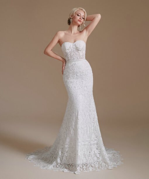 Alternative view of Strapless Mermaid Wedding Dress Removable Sleeves Lace Bridal Gown