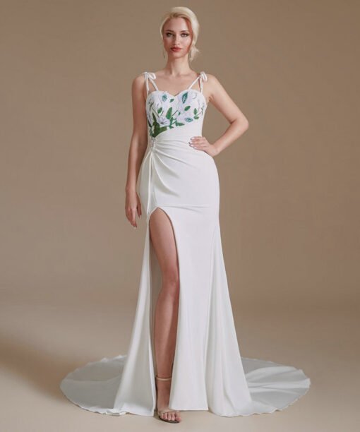 white mermaid prom dress 1390-001
