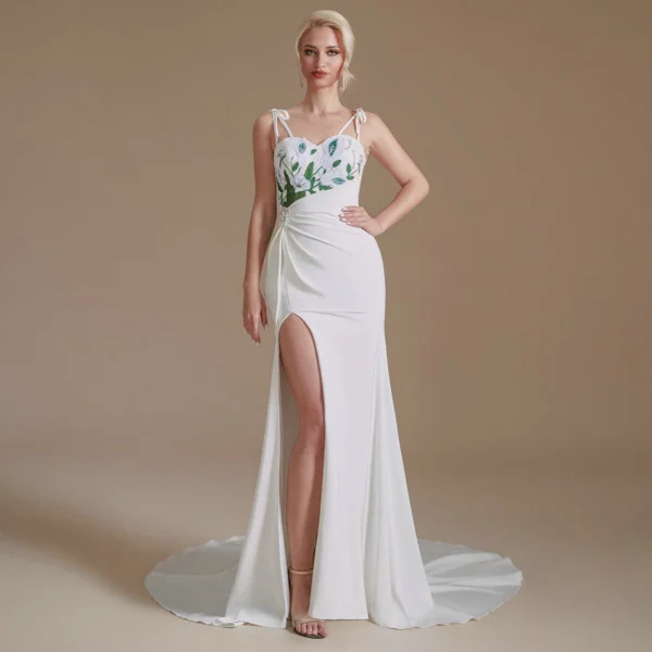 white mermaid prom dress 1390-001