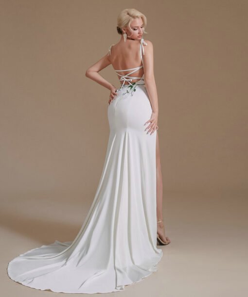 white mermaid prom dress 1390-005