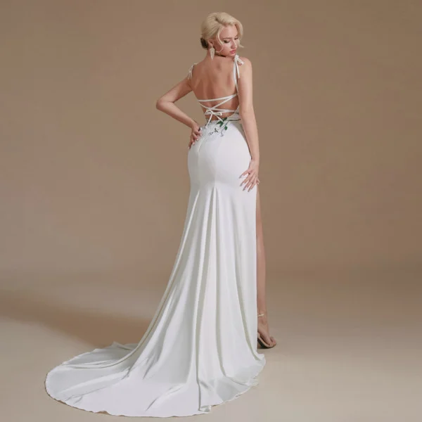 white mermaid prom dress 1390-005