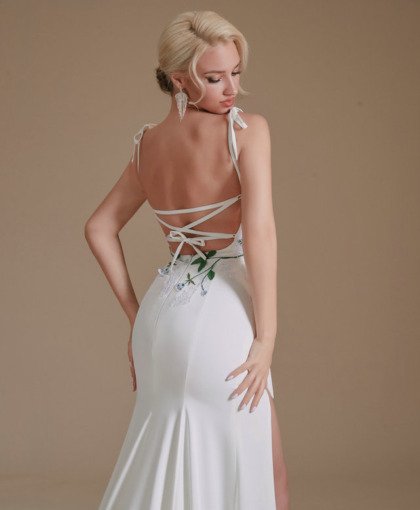 white mermaid prom dress 1390-007