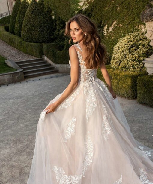 a line lace wedding dress 1414-002