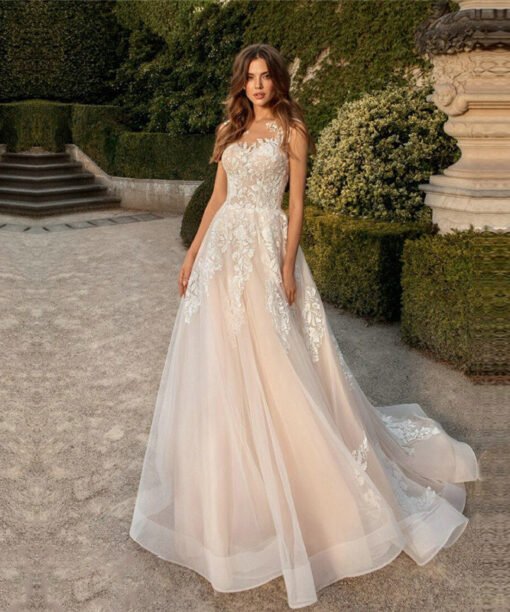 a line lace wedding dress 1414-003