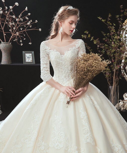ball gown wedding dress with sleeves 1415-003
