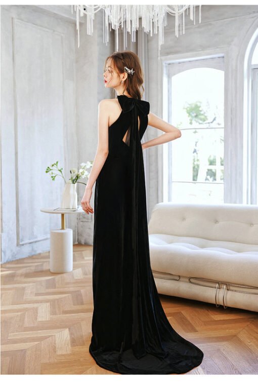 black halter prom dress 1410-004