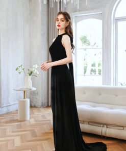 black halter prom dress 1410-008