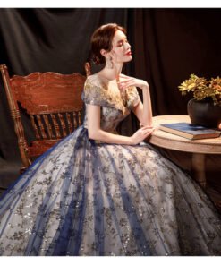 blue and gold prom dress 1404-001