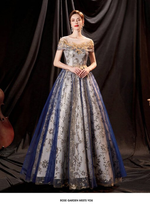 blue and gold prom dress 1404-003