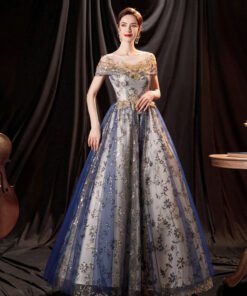 blue and gold prom dress 1404-008