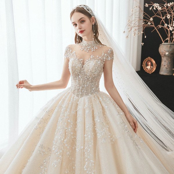 champagne wedding dress 1416-004