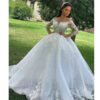 long sleeve lace ball gown wedding dress 1413-002