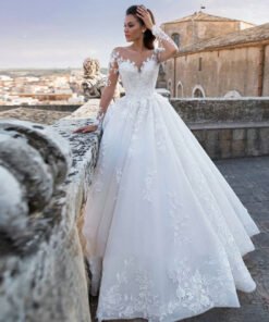 long sleeve lace wedding dress 1412-002