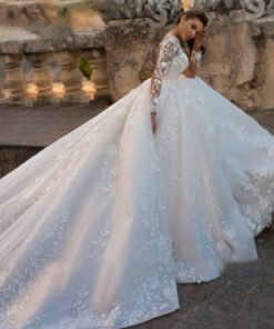 long sleeve lace wedding dress 1412-004