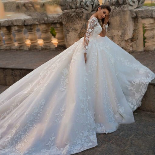 long sleeve lace wedding dress 1412-004