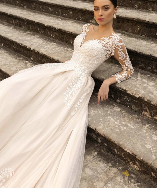 long sleeve lace wedding dress 1417-005