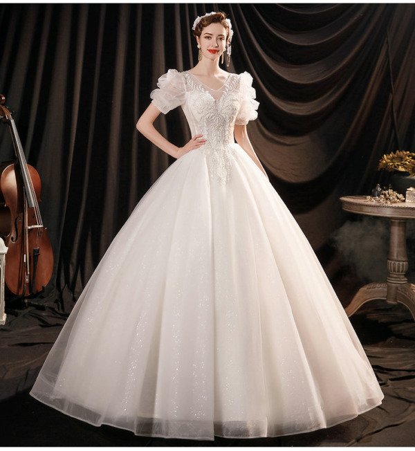 v neck ball gown wedding dress 1403-002