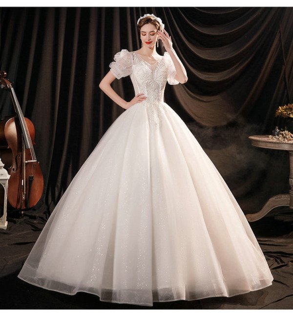 v neck ball gown wedding dress 1403-003