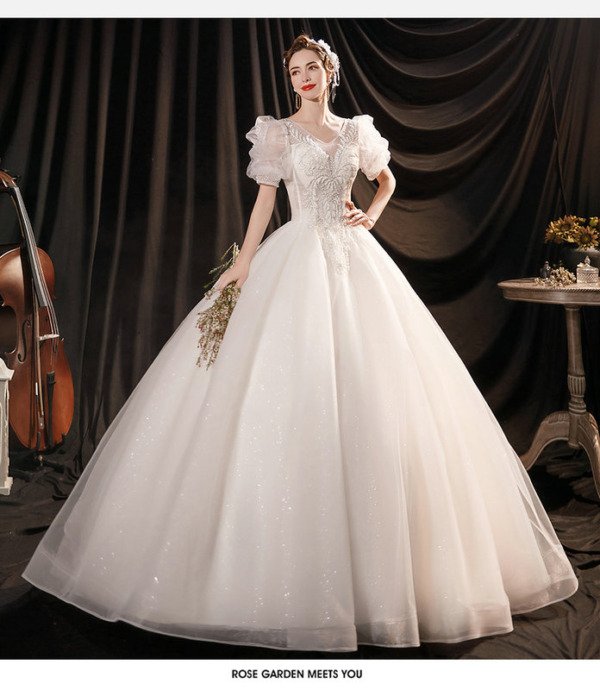 v neck ball gown wedding dress 1403-005