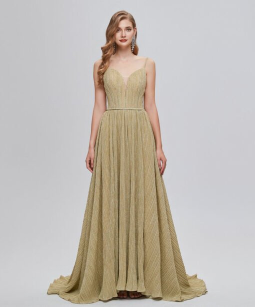 gold wedding guest dress 1424-001
