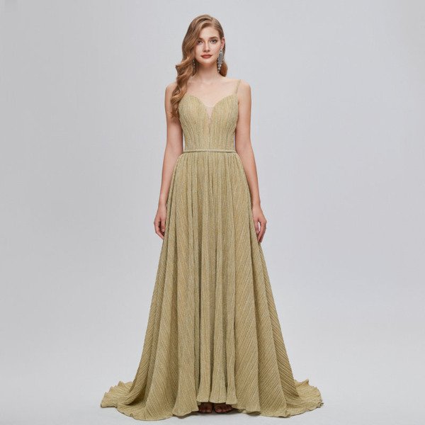 gold wedding guest dress 1424-001