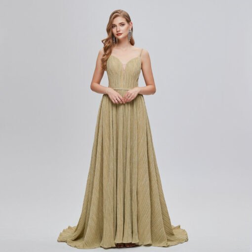 gold wedding guest dress 1424-002