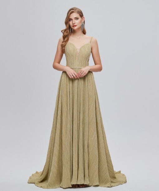 gold wedding guest dress 1424-002