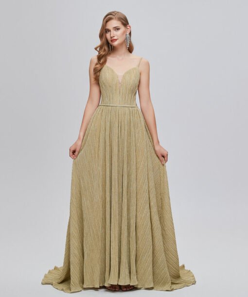 gold wedding guest dress 1424-003