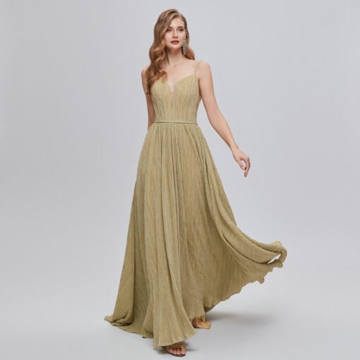 gold wedding guest dress 1424-004