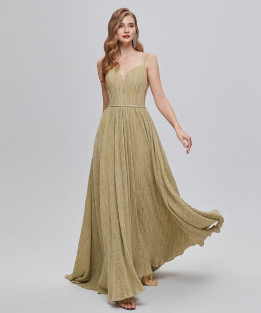 gold wedding guest dress 1424-004
