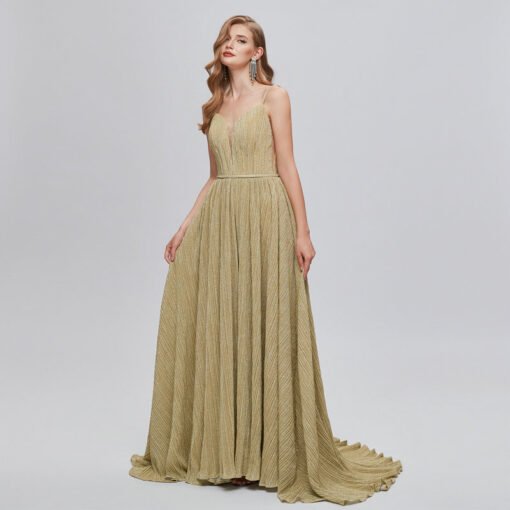 gold wedding guest dress 1424-005