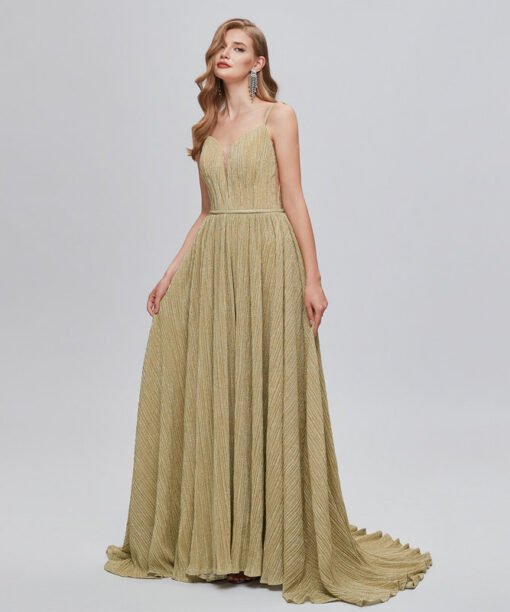 gold wedding guest dress 1424-005